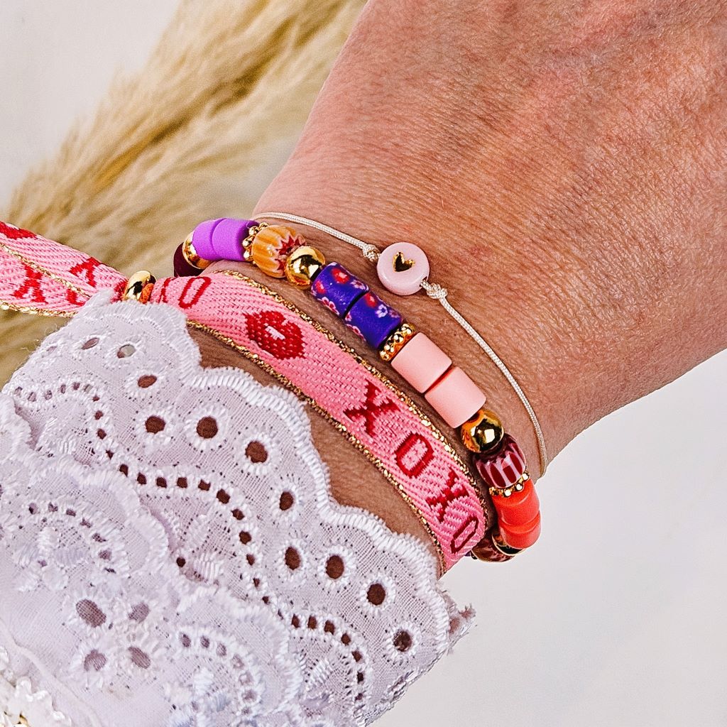 lint-armbandje-ibiza-armband-xoxo-roze-rood