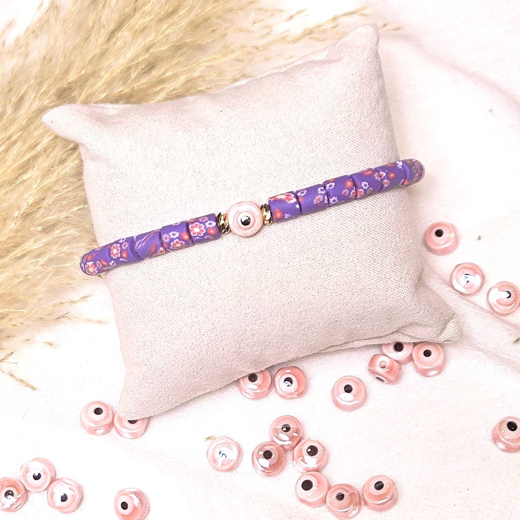 kralen-armband-ibiza-evil-eye-paars-roze-goud